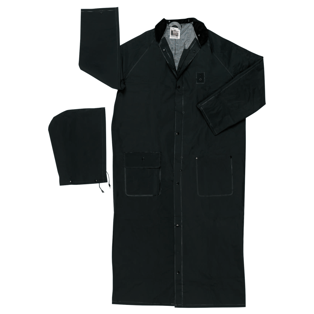 Classic Plus Rider Rain Coat, 0.35 mm PVC/Polyester, Black, 60 in 2X-Large