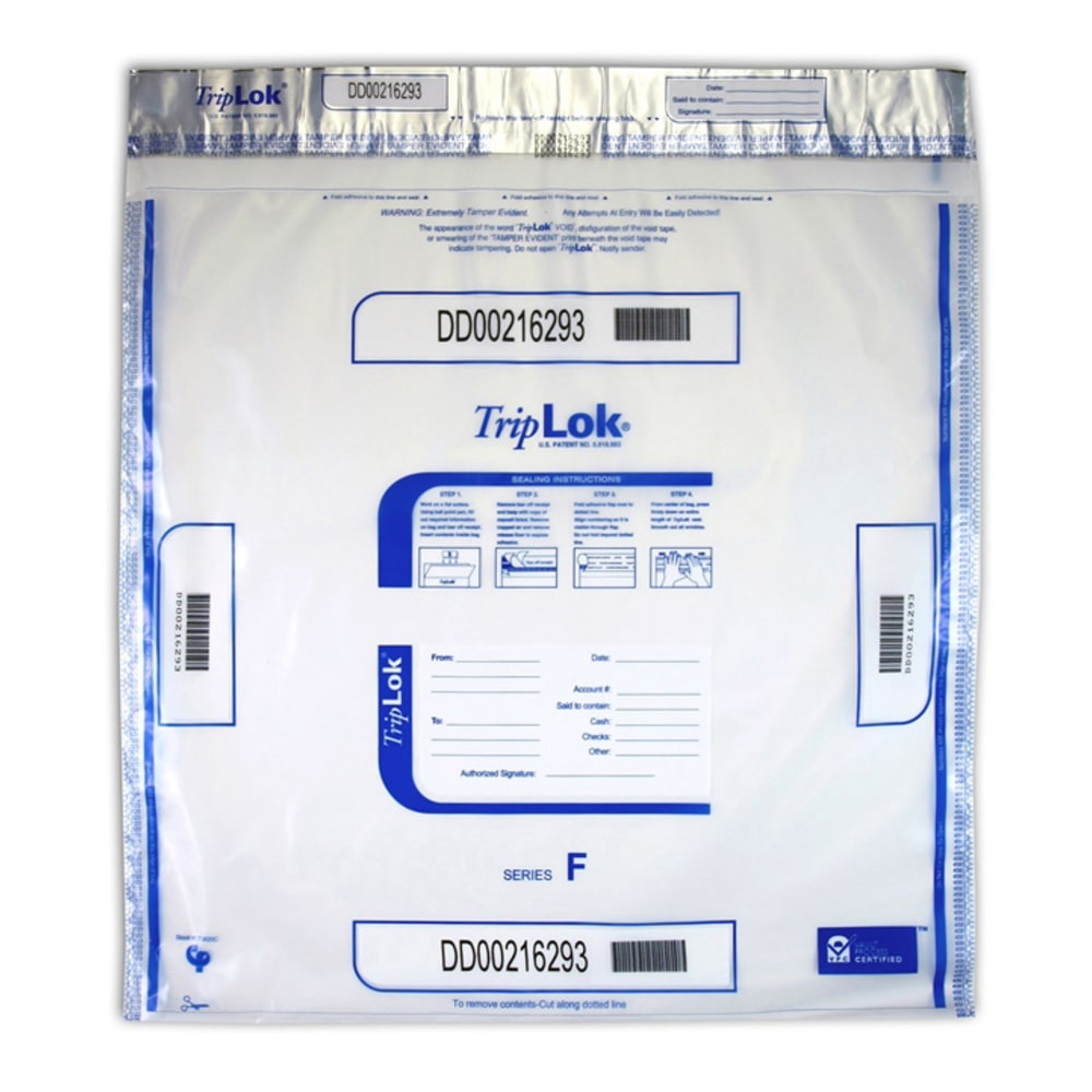 Control Group TripLOK Series F Security Bags, 20in x 20in, Clear, Pack Of 250 Bags