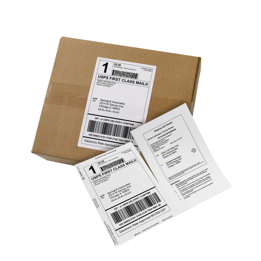 Avery Shipping Labels With Paper Receipts, 27900, 5 1/16in x 7 5/8in, White, Pack Of 100