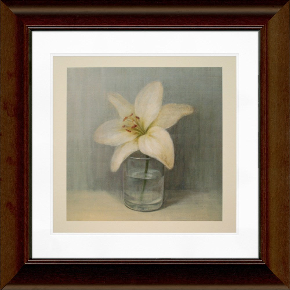 Timeless Frames Katrina Framed Floral Artwork, 12in x 12in, Brown, Single White Lily