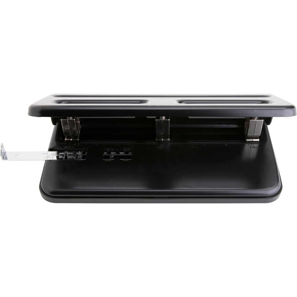 Business Source Heavy-duty 3-hole Punch - 3 Punch Head(s) - 30 Sheet Capacity - 9/32in Punch Size - Black