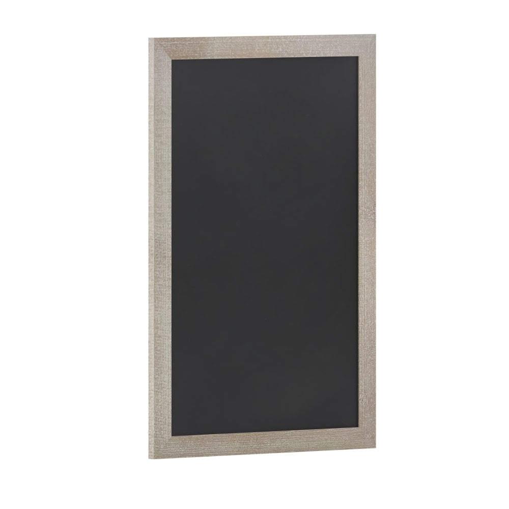 Flash Furniture Canterbury Wall-Mounted Magnetic Chalkboard Sign With Eraser, Porcelain Steel, 36inH x 24inW x 3/4inD, Weathered Brown Frame