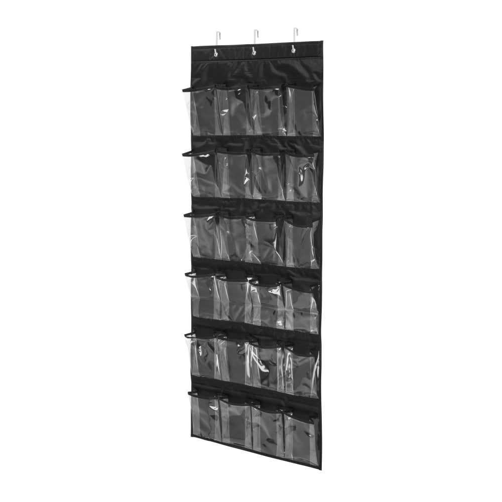 Honey-Can-Do Over-The-Door 24-Pocket Closet Organizer, 57inH x 21inW x 2 1/2inD, Black