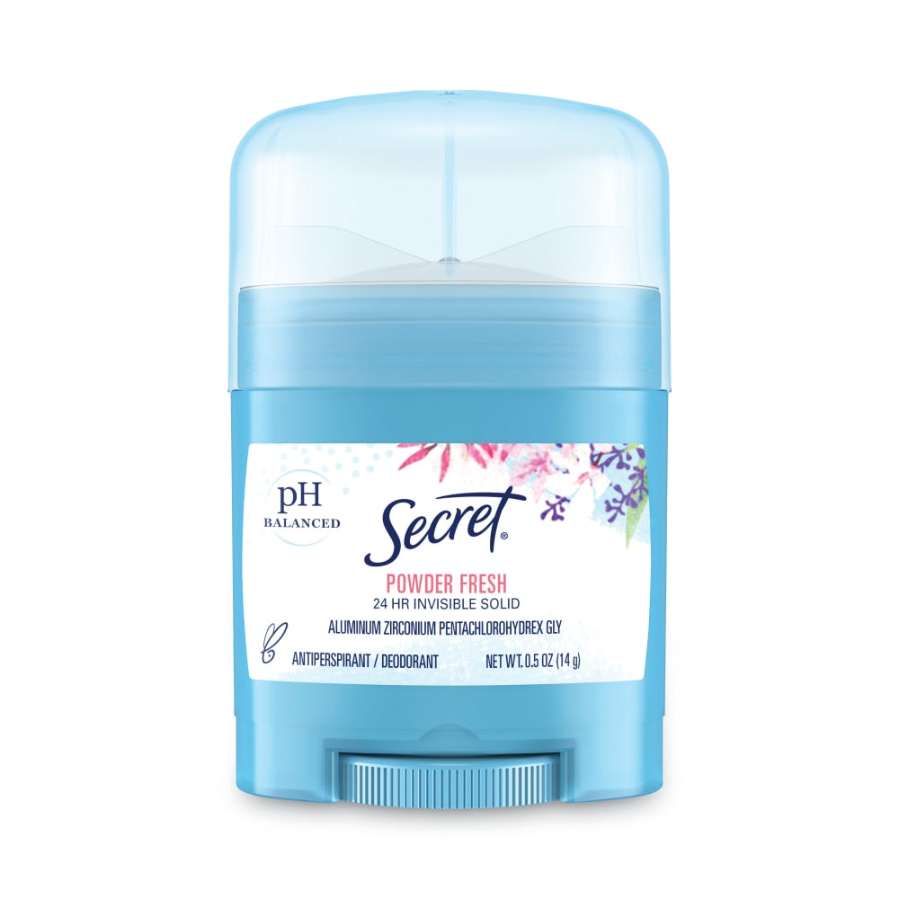 Secret Invisible Solid Anti-Perspirant And Deodorant Sticks, Powder Fresh, 0.5 Oz, Pack Of 24 Sticks