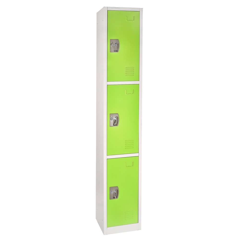 Alpine Large 3-Tier Steel Lockers, 72inH x 12inW x 12inD, Green, Pack Of 2 Lockers