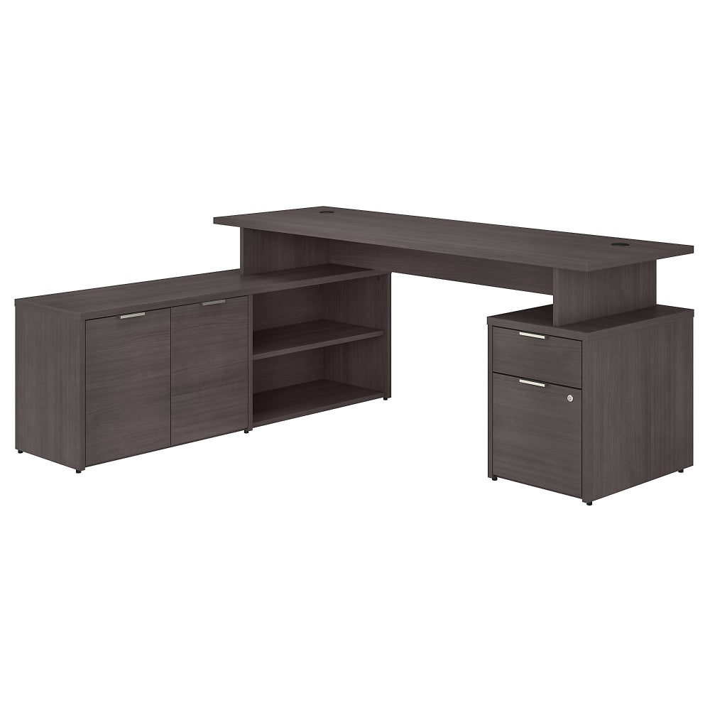 Bush Business Furniture 72inW Jamestown L-Shaped Corner Desk With Drawers, Storm Gray, Standard Delivery