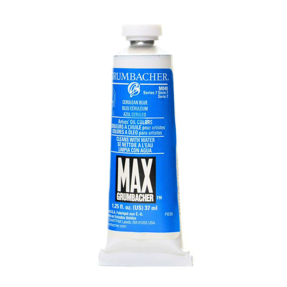 Grumbacher Max Water Miscible Oil Colors, 1.25 Oz, Cerulean Blue