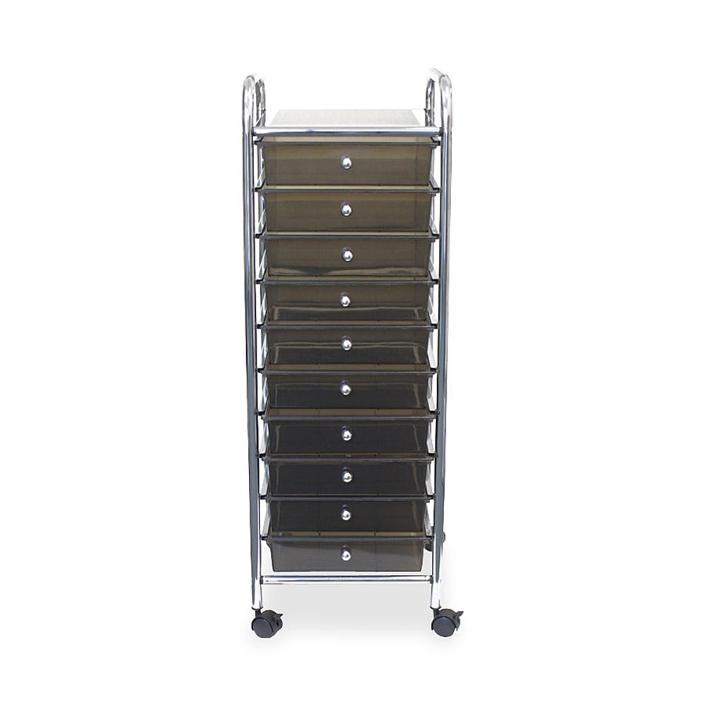 Advantus 10-Drawer Organizer With Casters, 37 1/2inH x 15 1/2inW x 13inD, Smoke