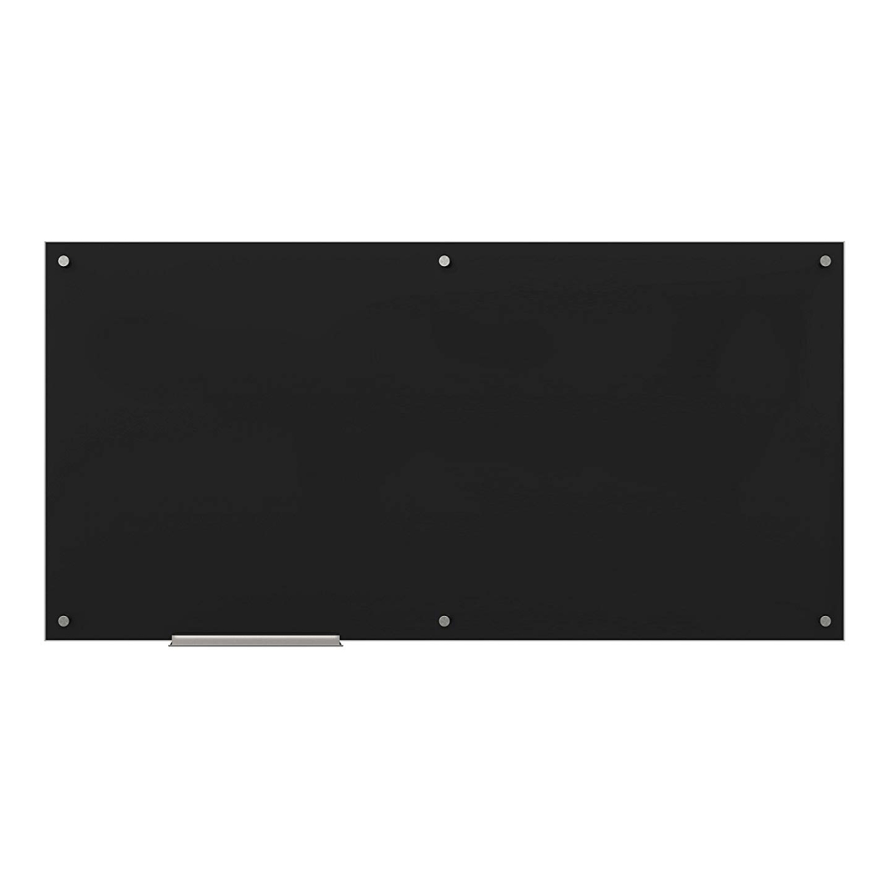 U Brands Frameless Non-Magnetic Glass Dry-Erase Board, 72in X 36in, Black (Actual Size 70in x 35in)