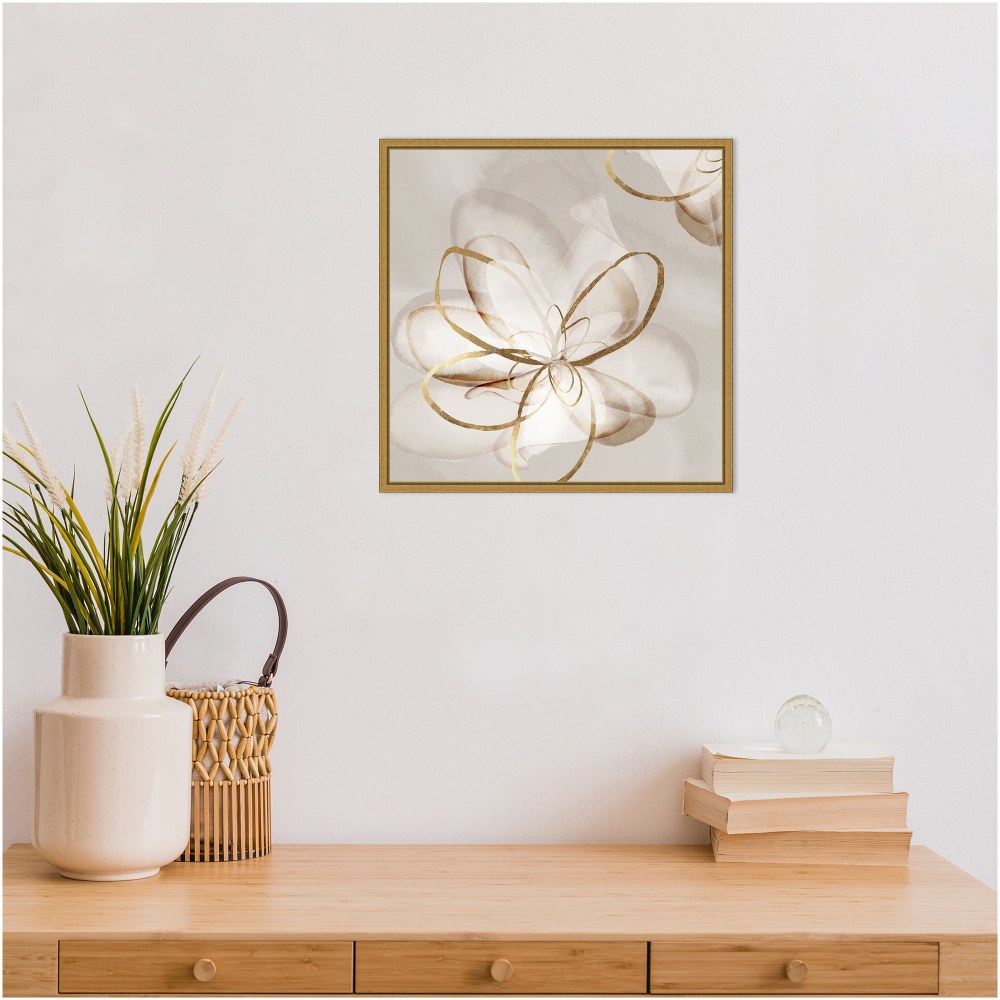 Amanti Art Transparent Beauty II Floral by Eva Watts Framed Canvas Wall Art Print, 16inH x 16inW, Gold