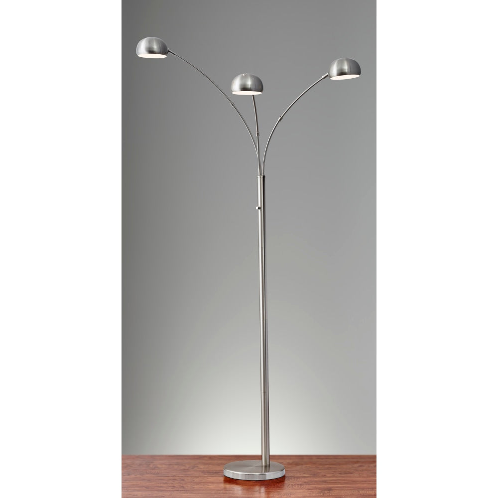 Adesso Domino Arc Floor Lamp, 84inH, Brushed Steel