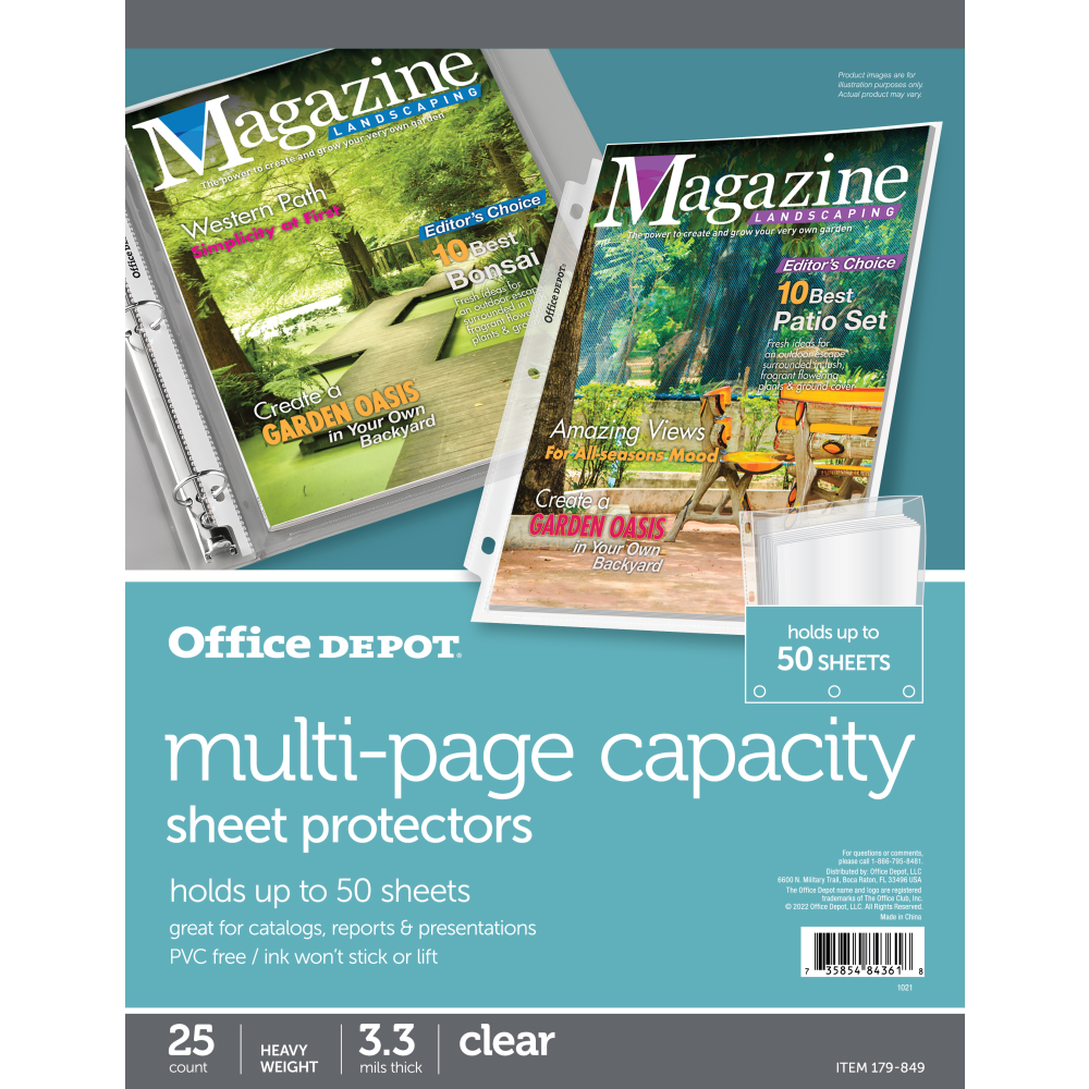 Office Depot Brand Multi-Page Capacity Sheet Protectors, 50-Sheet Capacity, 8-1/2in x 11in, Clear, Pack Of 25