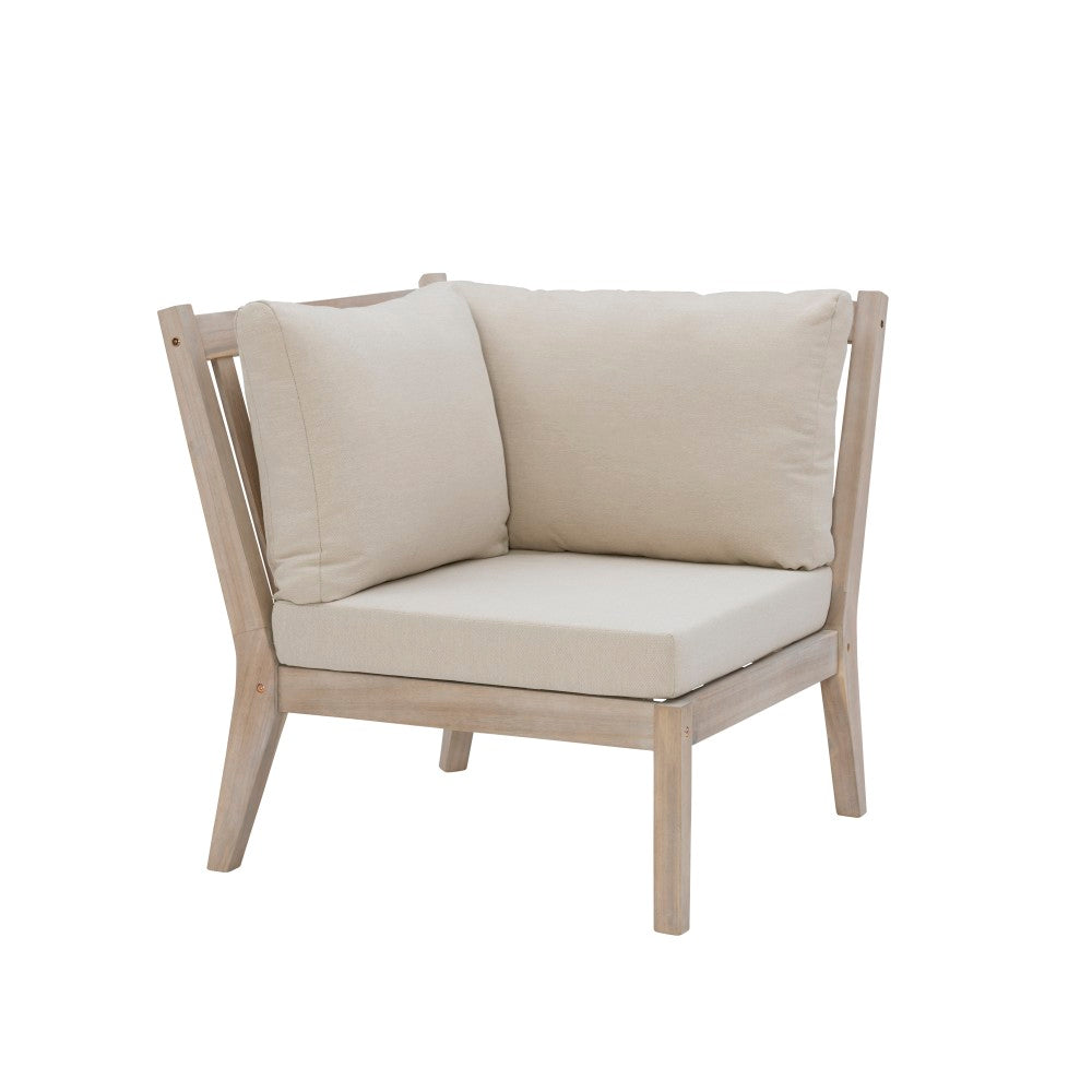 Linon Lascher Outdoor Corner Chair, Beige/Natural