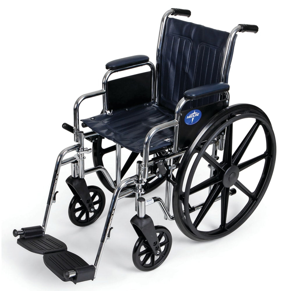 Medline Excel 2000 Wheelchair, Swing Away, 16in Seat, Navy