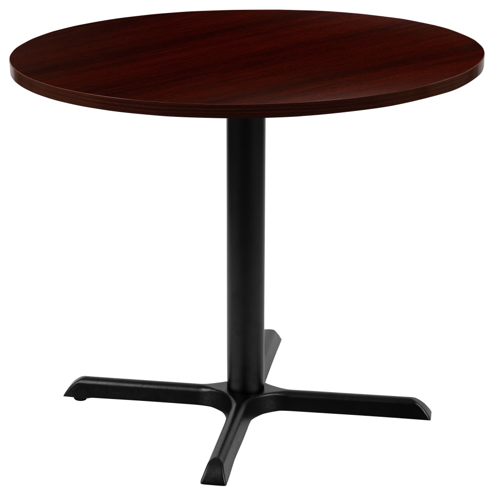 Flash Furniture Round Multipurpose Conference Table, 30inH x 35-1/2inW x 35-1/2inD, Mahogany/Black