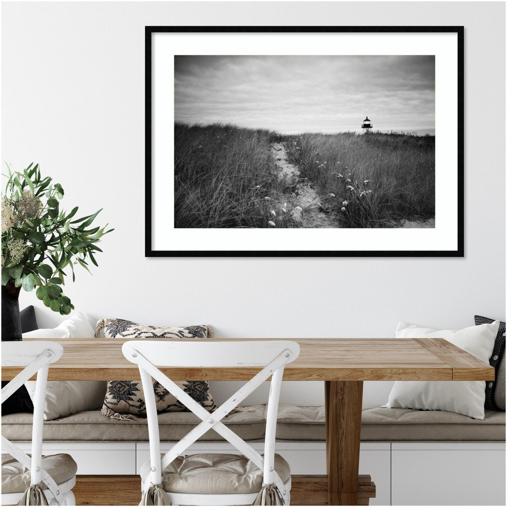 Amanti Art Nantucket Lighthouse by Aledanda Wood Framed Wall Art Print, 41inW x 30inH, Black