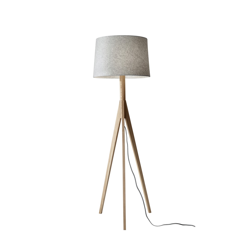 Adesso Eden Floor Lamp, 59 1/4inH, Gray Shade/Natural Ash Base