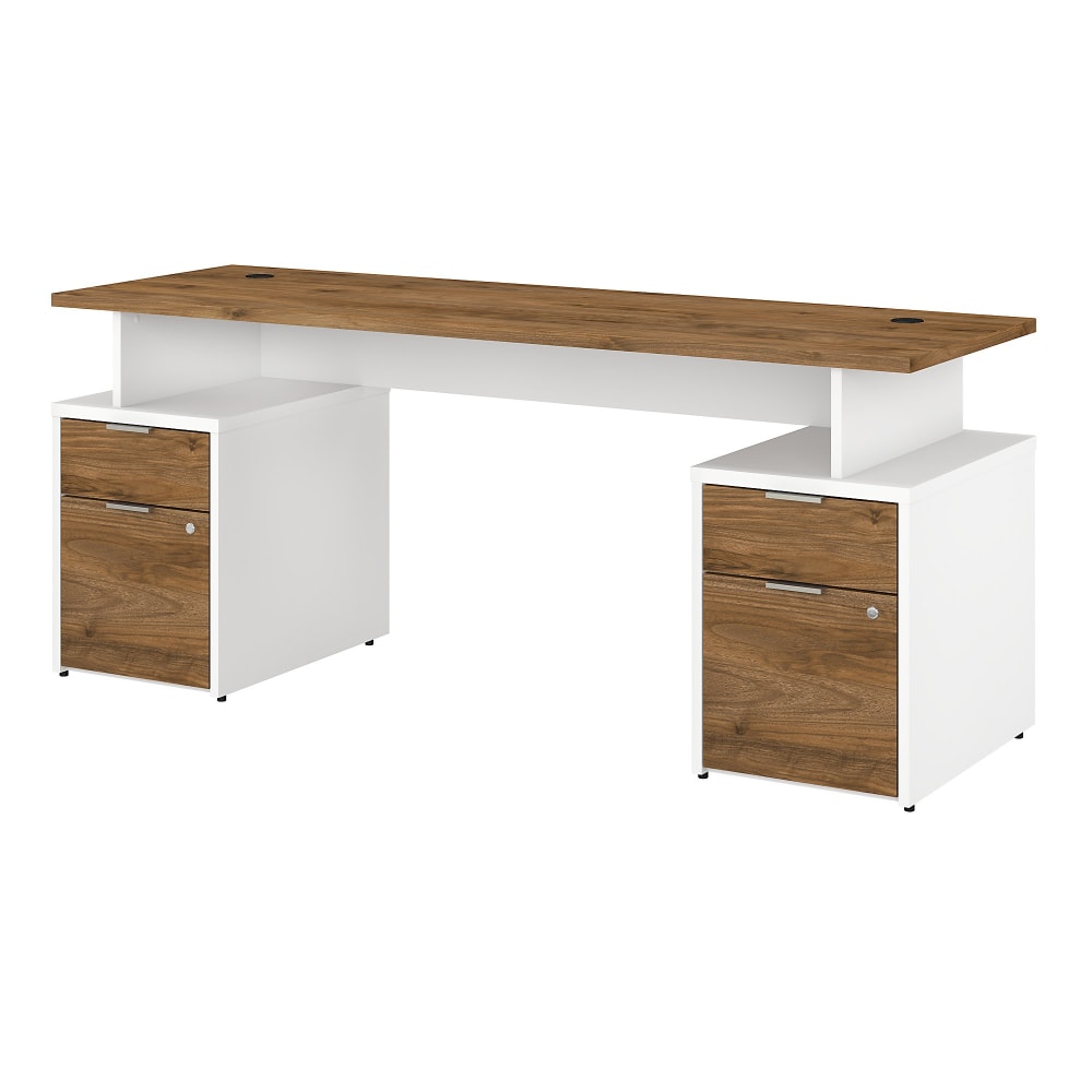 Bush Business Furniture Jamestown 72inW Computer Desk With 4 Drawers, Fresh Walnut/White, Standard Delivery