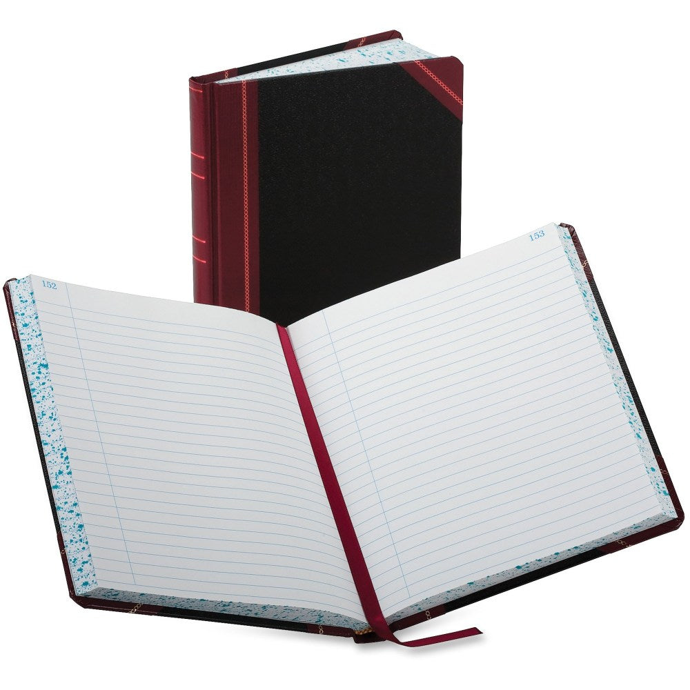 Boorum & Pease Account Book, Record, 7 5/8in x 9 5/8in, 300 Pages, Black/Burgundy