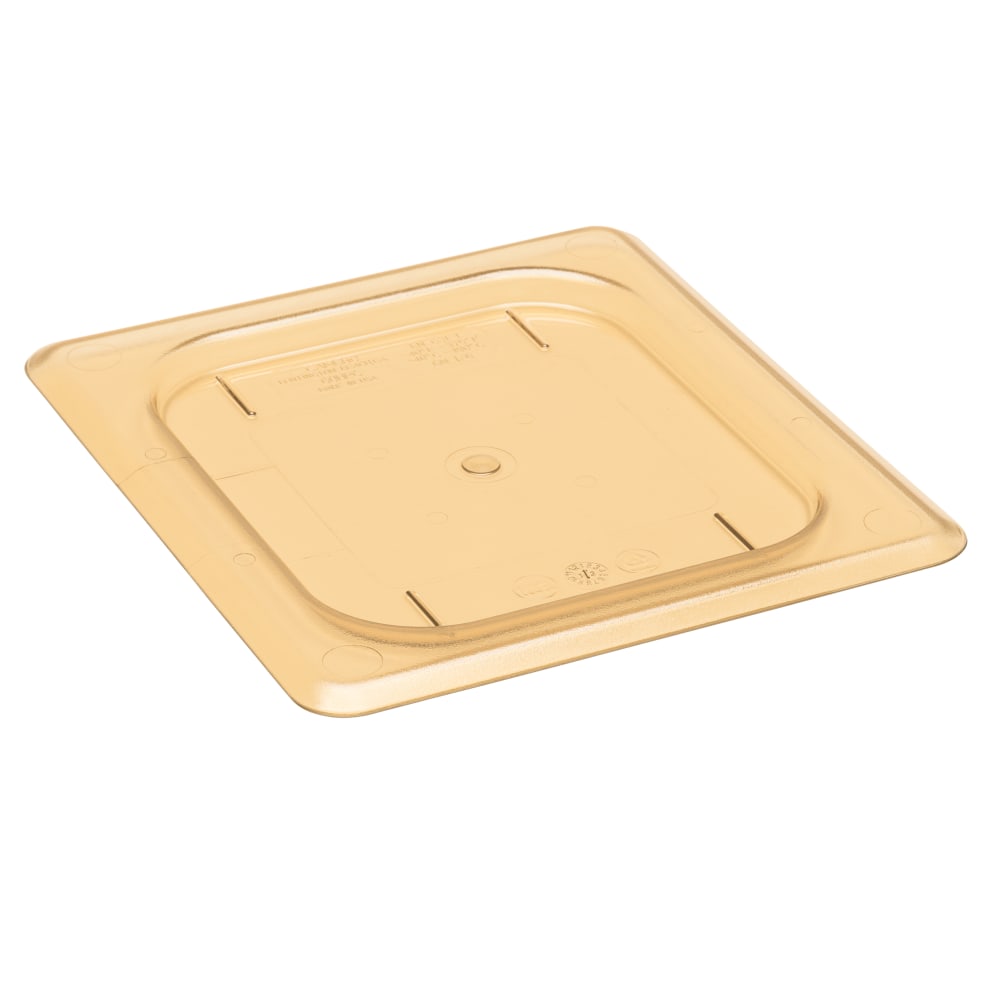 Cambro H-Pan High-Heat GN 1/6 Flat Covers, 3/8inH x 6-3/8inW x 7inD, Amber, Pack Of 6 Covers