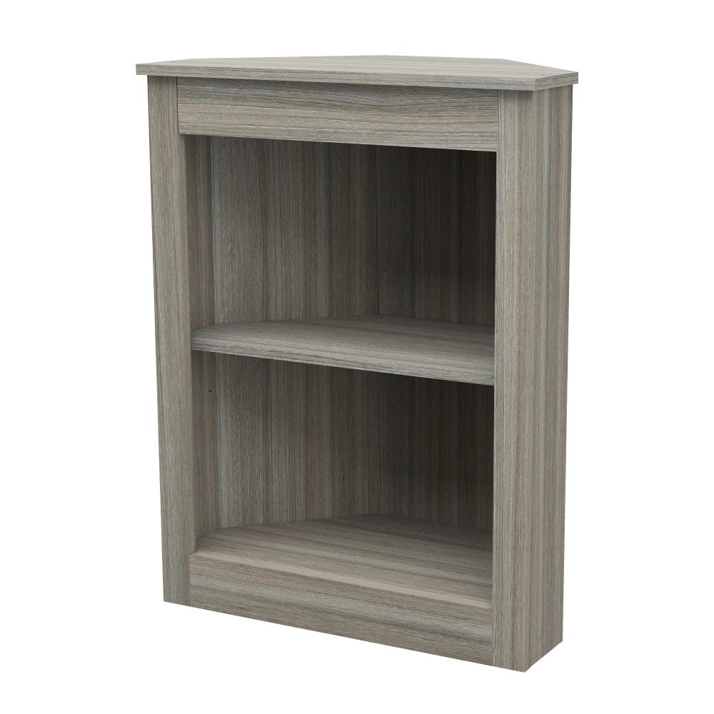 Inval America 32inH 2-Shelf Corner Bookcase, Smoke Oak