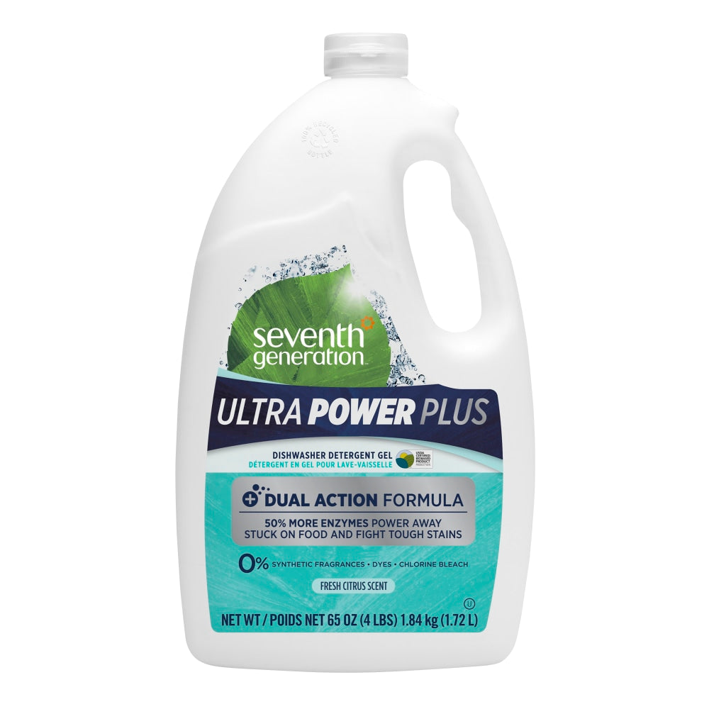 Seventh Generation Ultra Power Plus Dishwasher Gel, Fresh Citrus Scent, 65 Oz Bottle