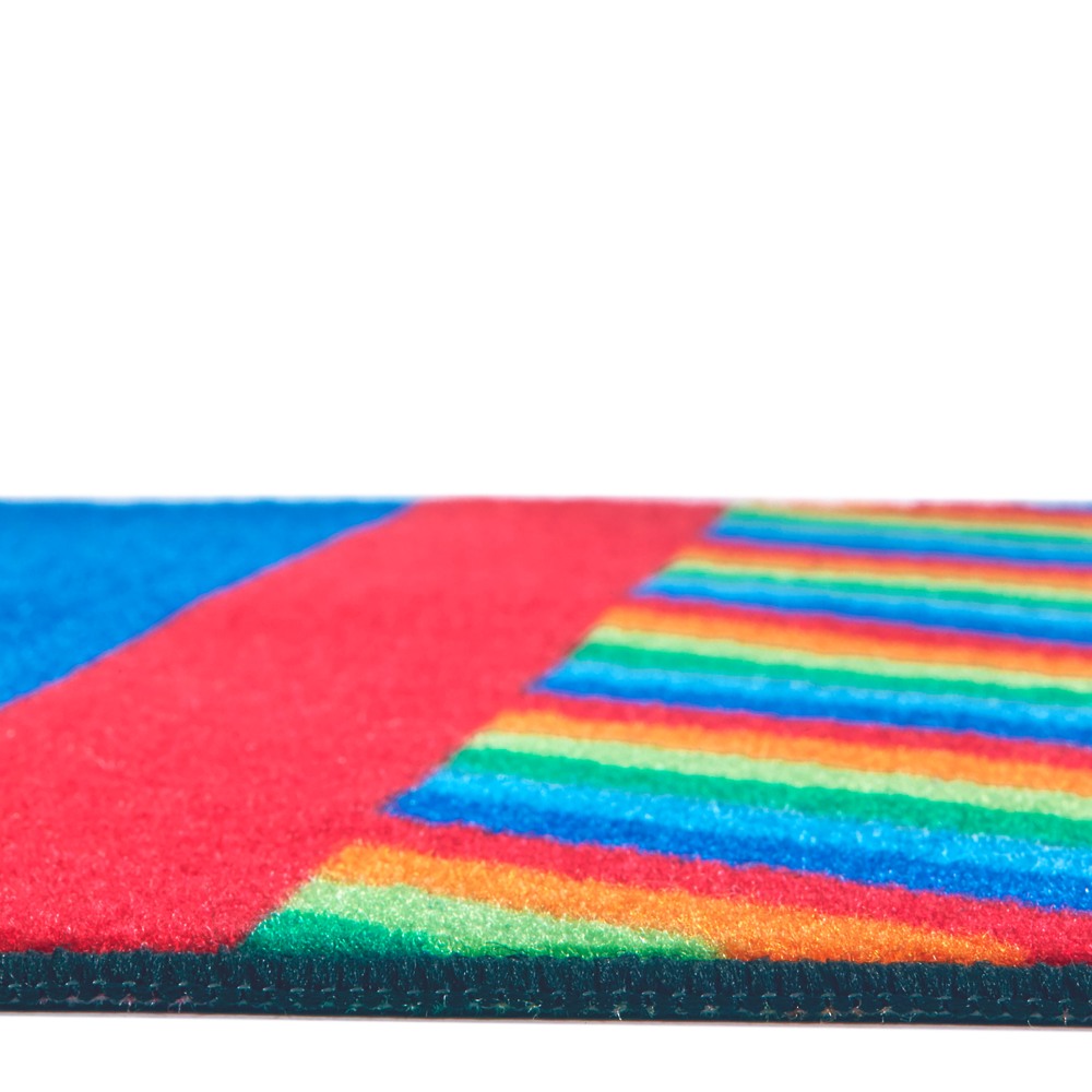 Carpets for Kids KID$Value Rugs Rainbow Striped Sanitize Activity Runner Rug, 3ft x 12ft , Multicolor