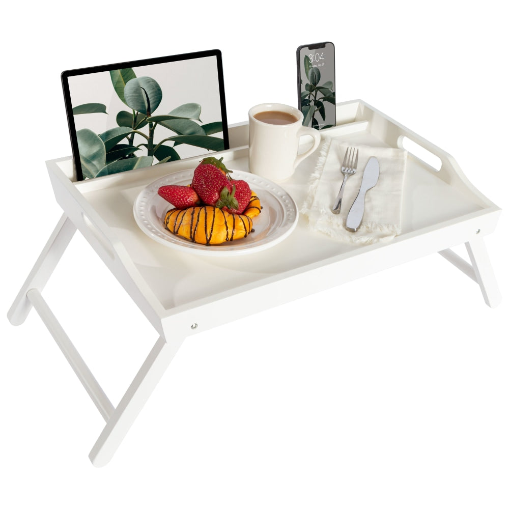 Rossie Home Media Bed Tray, 13.9inH x 21.8inW x 2.6inD, Soft White