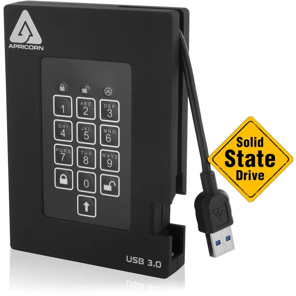 Apricorn Aegis Padlock A25-3PL256-S512F 512 GB Rugged Solid State Drive - External - USB 3.0 - 180 MB/s Maximum Read Transfer Rate - 3 Year Warranty