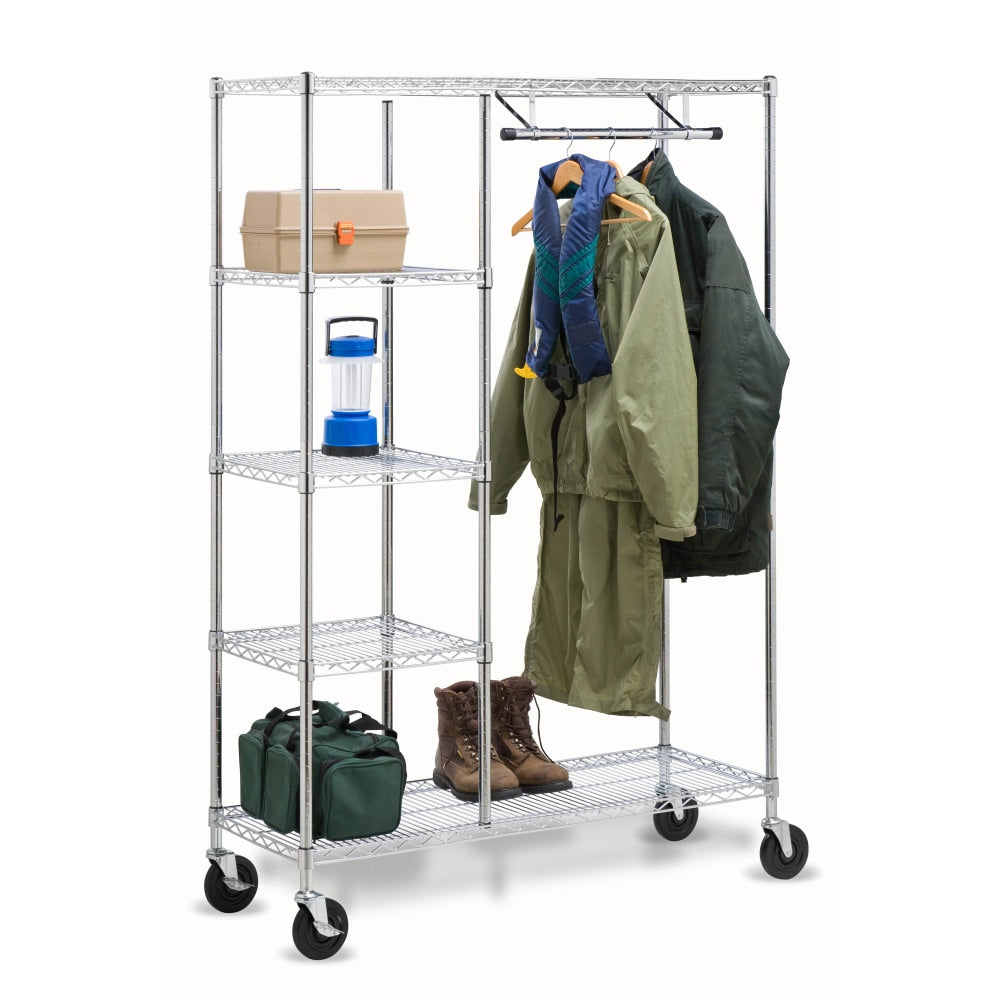 Honey-Can-Do Urban Steel Heavy-Duty Storage Valet, 5-Tiers, 68inH x 48inW x 18inD, Chrome