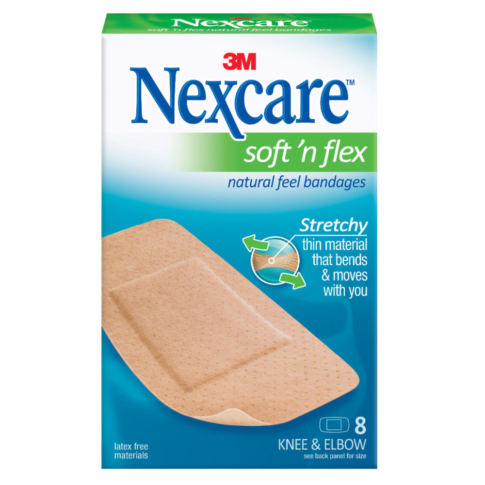 3M Nexcare Comfort Knee/Elbow Bandages, 1 7/8in x 4in, Pack Of 8