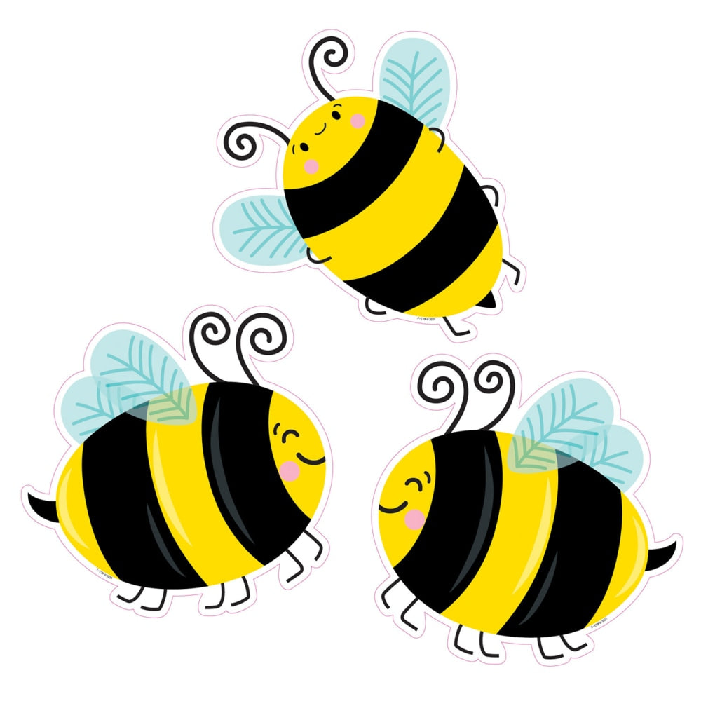 Creative Teaching Press Designer Cut-Outs, 6in, Busy Bees, 36 Cut-Outs Per Pack, Set Of 3 Packs