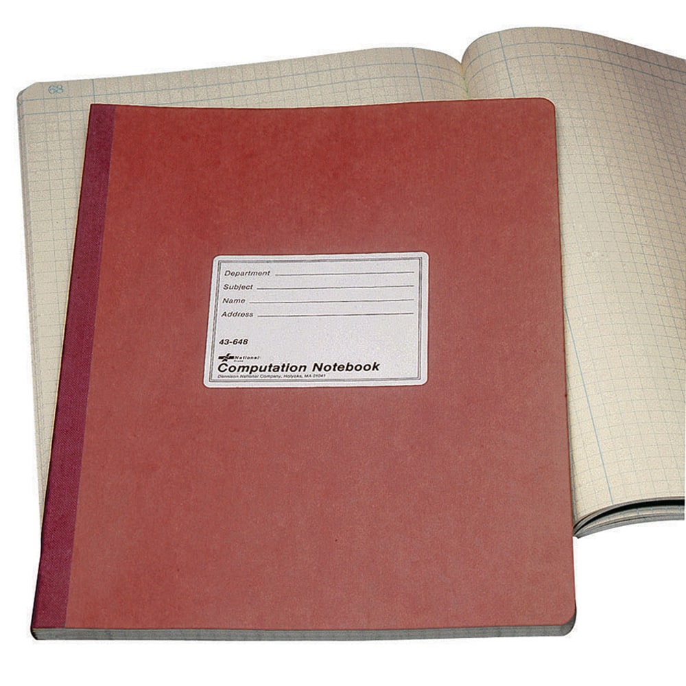 National Brand 100% Recycled Computation Notebook, 4 x 4 Quad, 11 3/4in x 9 1/4in, 75 Sheets