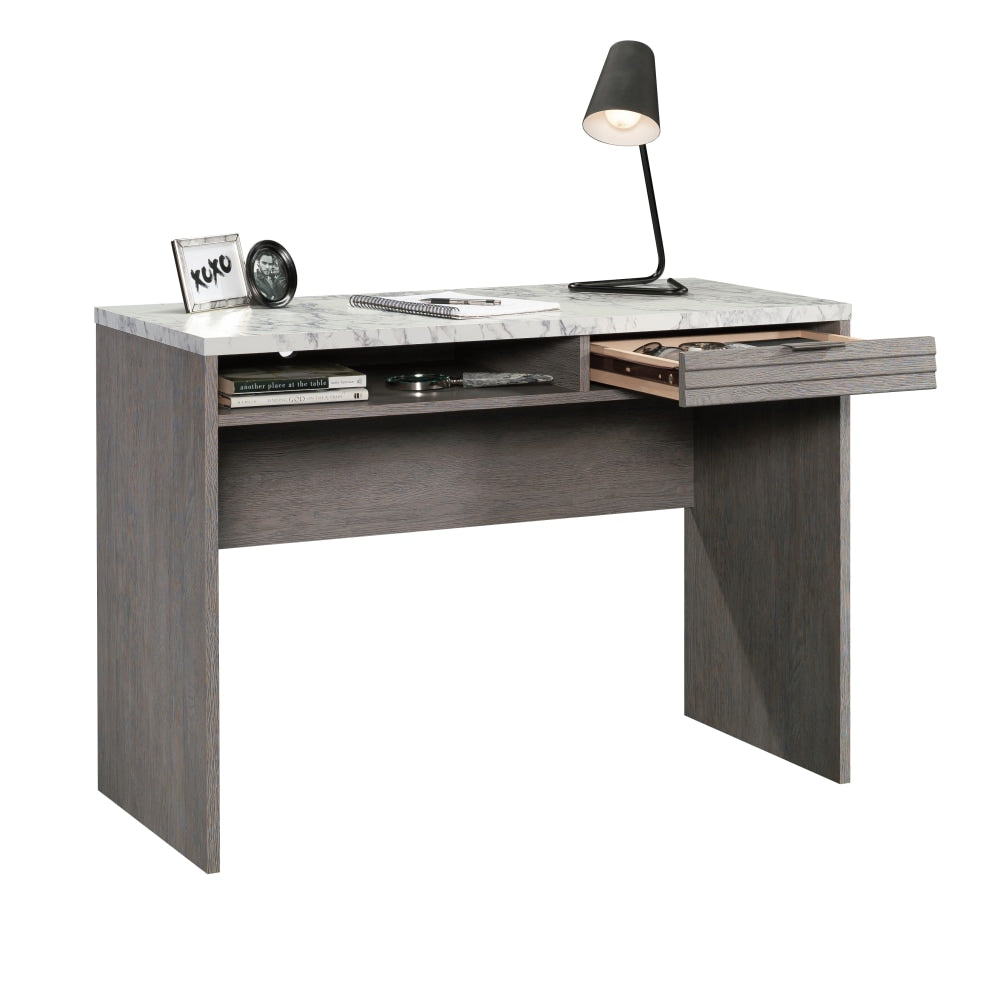 Sauder East Rock 44inW Writing Desk, Ashen Oak/Faux White Marble