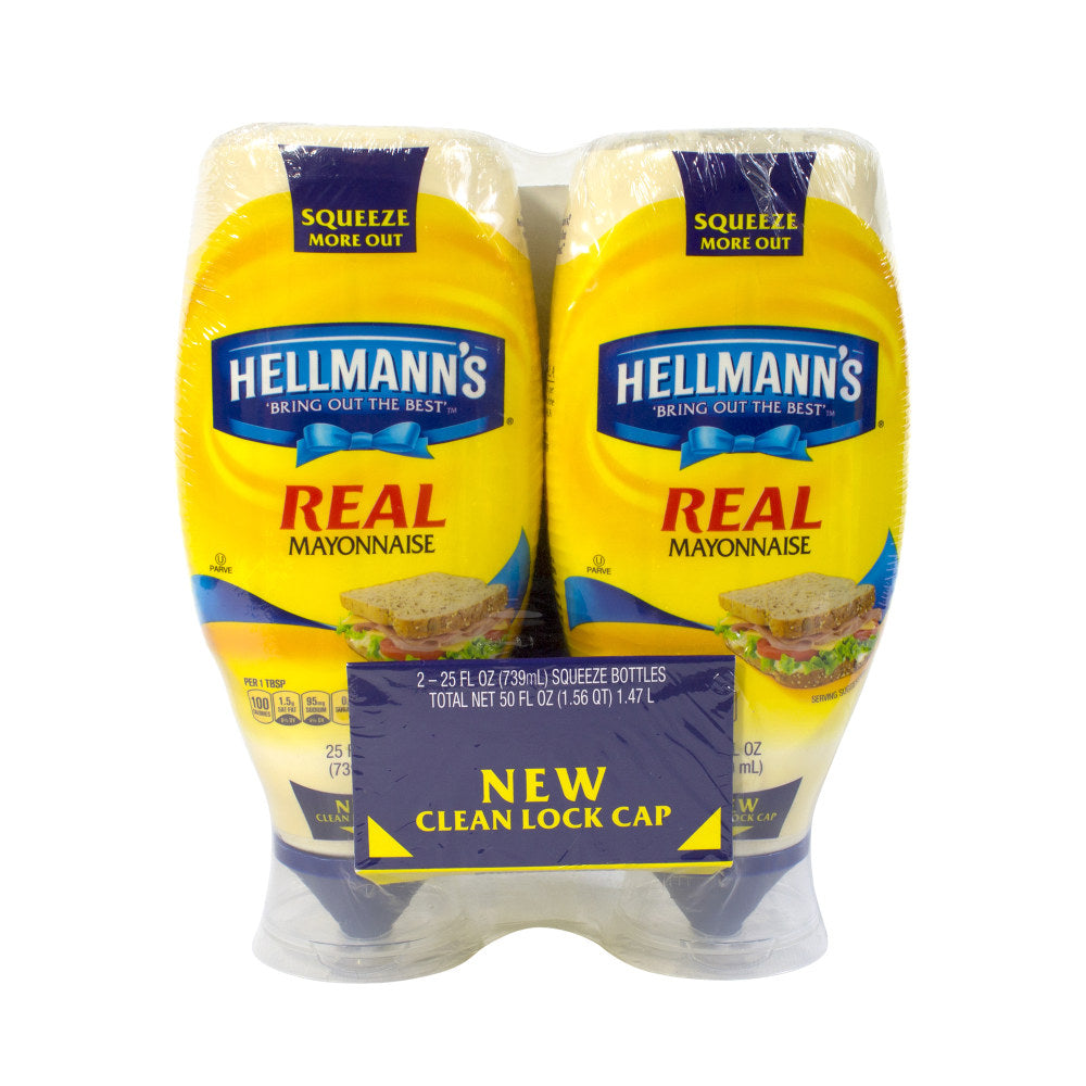 Hellmanns Real Mayonnaise, 25 Oz Bottle, Pack Of 2