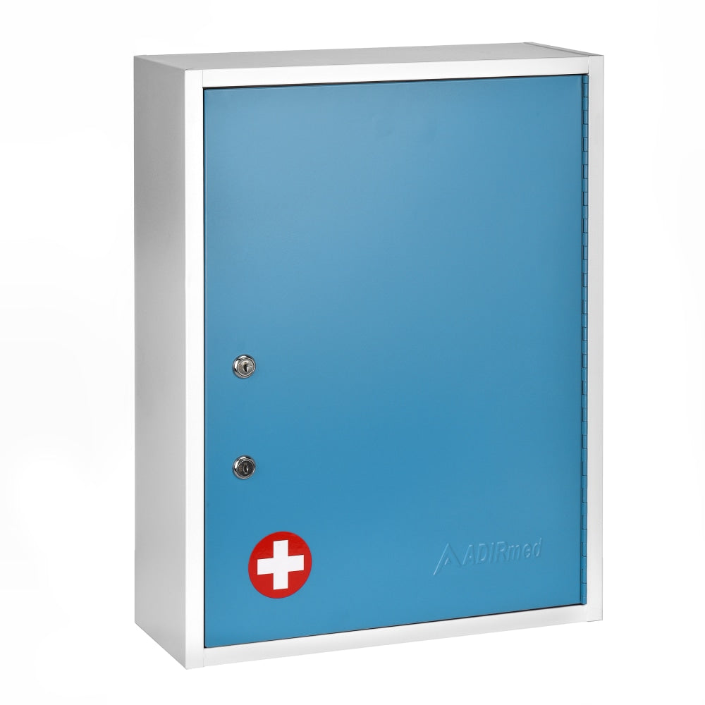 Alpine AdirMed Large Dual Lock Surface-Mount Medical Security Cabinets, 21inH x 16inW x 6inD, Blue, Pack Of 2 Cabinets