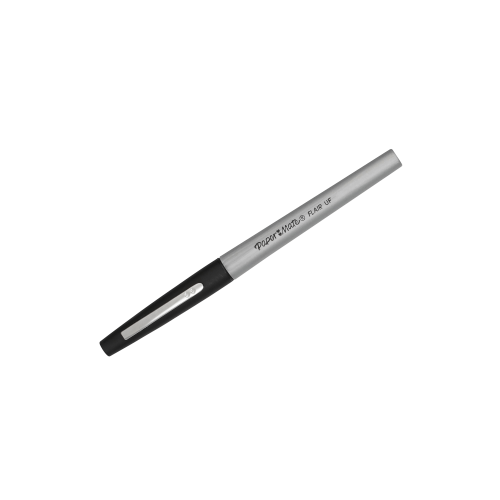 Paper Mate Flair Porous-Point Pens, Ultra Fine Point, 0.4 mm, Black Barrel, Black Ink, Pack Of 12