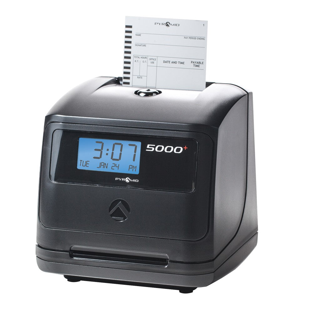 Pyramid 5000 Automatic Time-Totaling Time Clock, 7-1/4in x 7in x 6-1/2in, Black