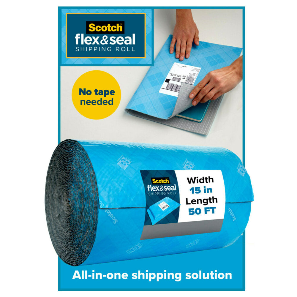 Scotch Flex & Seal Shipping Roll, 15in x 50ft, Light Blue