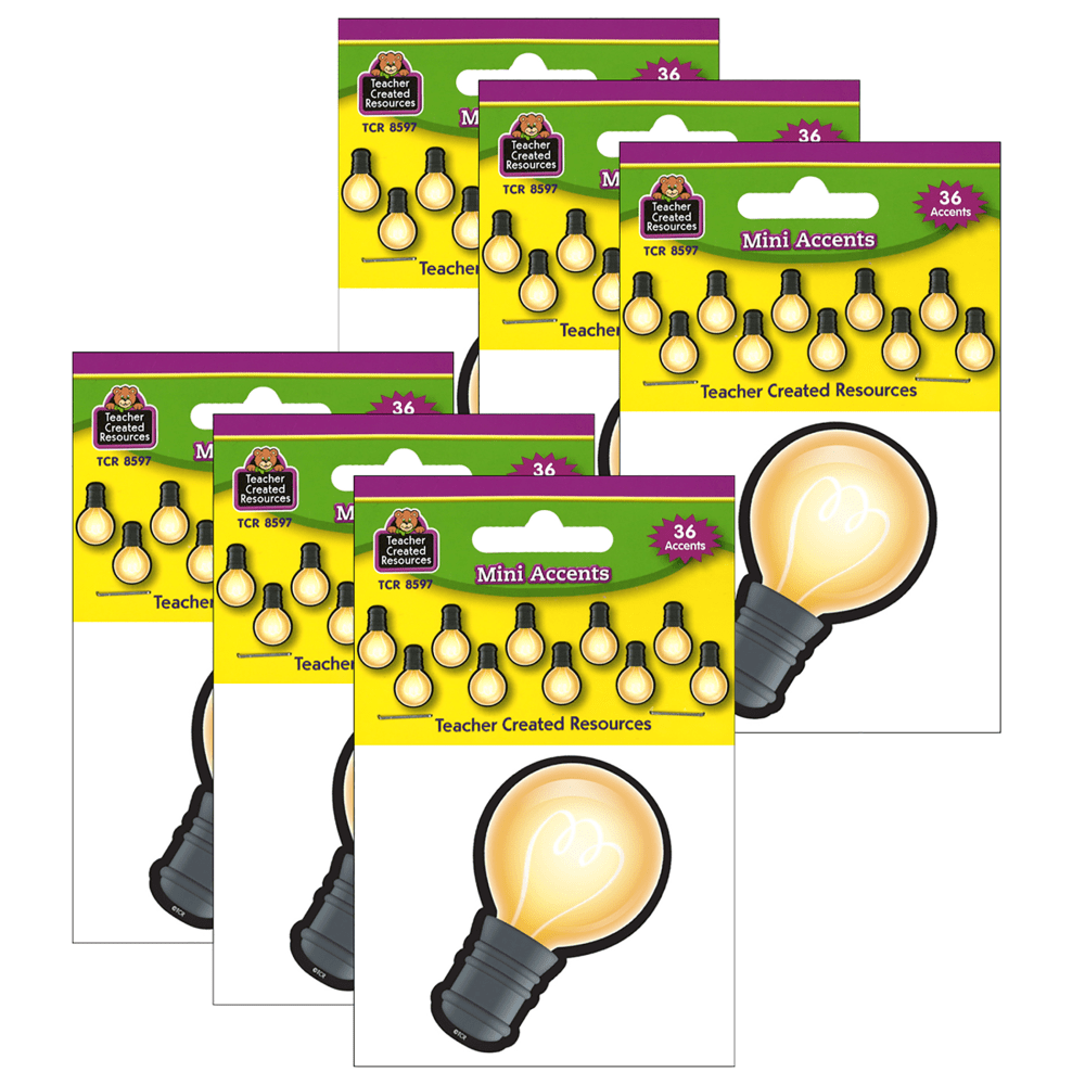 Teacher Created Resources Mini Accents, White Light Bulbs, 36 Pieces Per Pack, Set Of 6 Packs