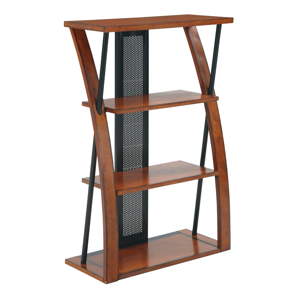 Office Star Aurora 44inH 3-Shelf Bookcase, Medium Oak/Black