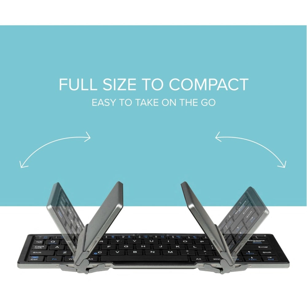 Plugable Foldable Bluetooth Keyboard Compatible with iPad, iPhones, Android, and Windows - Compact Multi-Device Keyboard, Wireless and Portable with Included Stand for iPad/iPhone (10 inches)