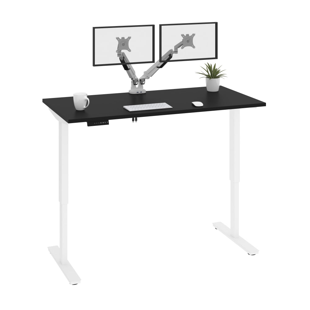 Bestar Viva Electric 60inW Standing Desk With Monitor Arms, Black