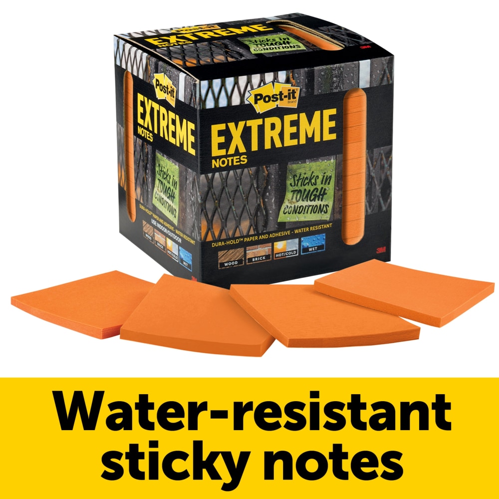 Post it Notes Extreme Notes, 540 Total Notes, Pack Of 12 Pads, 3in x 3in, Orange, 45 Notes Per Pad