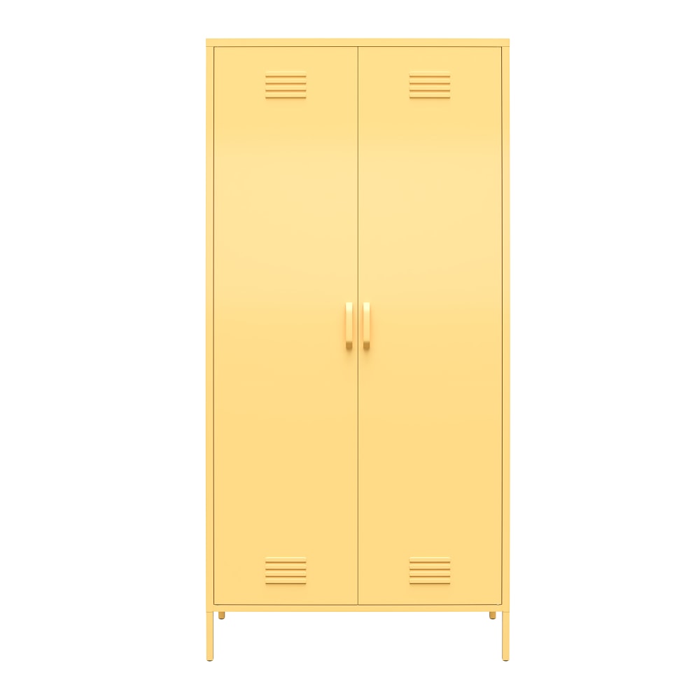 Ameriwood Home Cache Tall 2-Door Metal Locker Cabinet, 72-7/8inH x 35-7/16inW x 15-3/4inD, Yellow