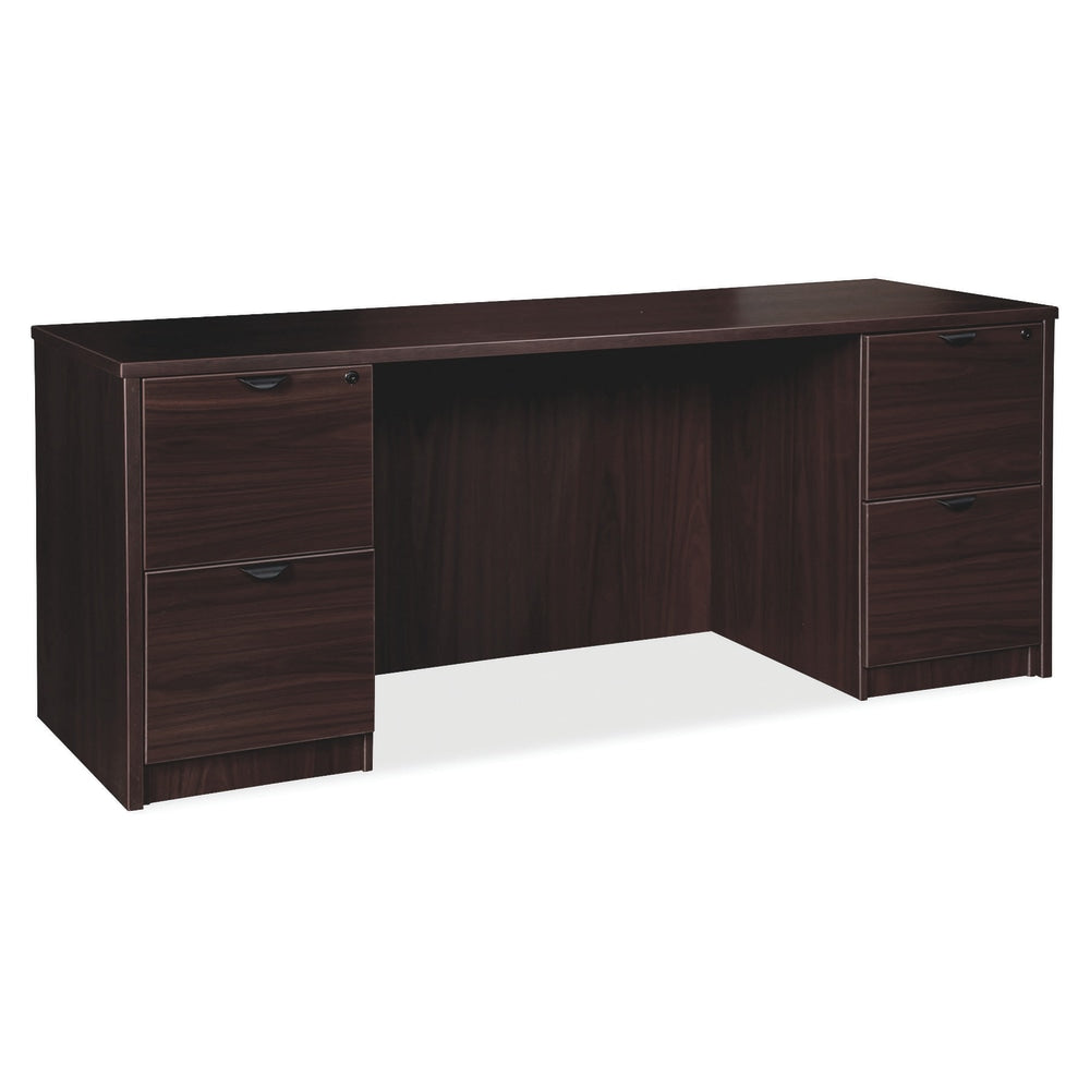 Lorell Prominence 2.0 72inW Double-Pedestal Credenza Computer Desk, Espresso