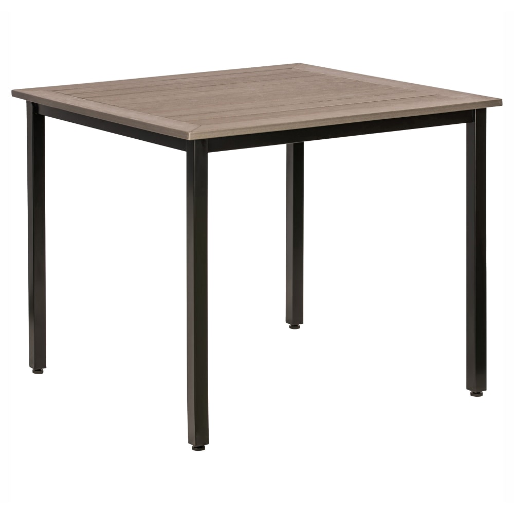 Lorell Faux Wood Square Outdoor Table, Charcoal/Black