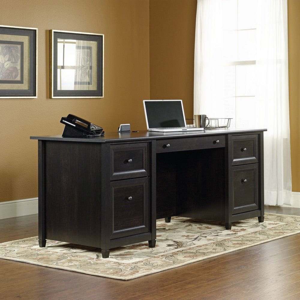 Sauder Edge Water 66inW Executive Computer Desk, Estate Black