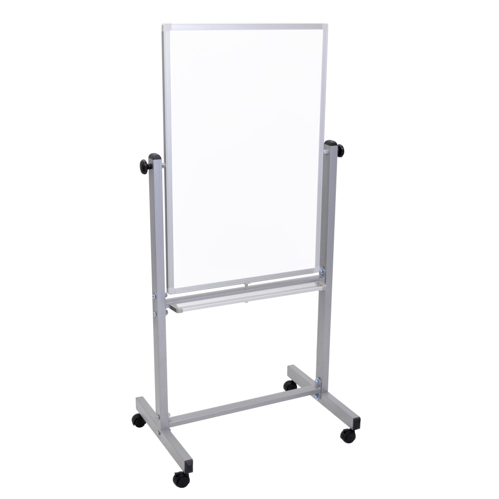 Luxor Double-Sided Magnetic Mobile Dry-Erase Whiteboard, 24in x 36in, Aluminum Frame With Gray Finish