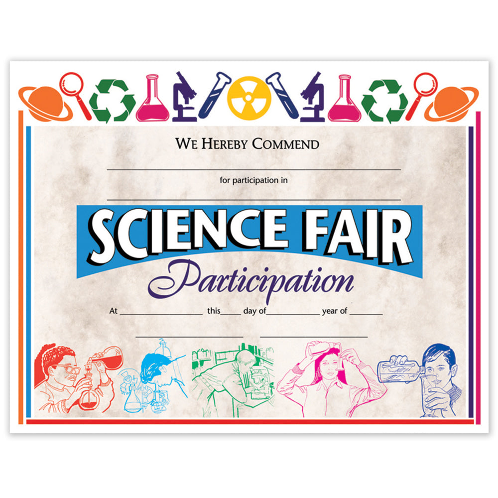 Hayes Certificates, 8-1/2in x 11in, Science Fair Participation, 30 Certificates Per Pack, Set Of 3 Packs